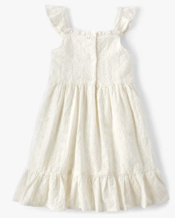 Vestido blanco Gymboree blonda revuelos niña