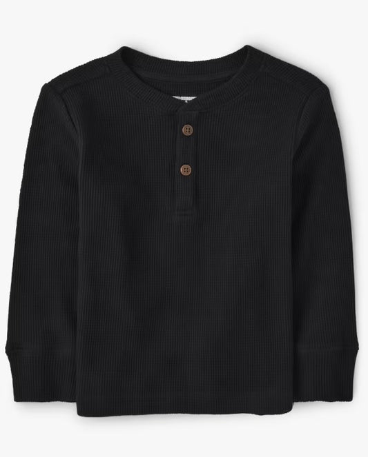 Camisa negra henley Childrens Place niño algodón