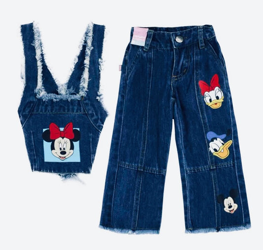 Conjunto Set 2 piezas bebé niña Minnie Disney pantalón jeans encendido y camisa