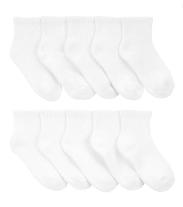 Set de 10 Calcetines Carters blancos medio altos niña niño 3R156