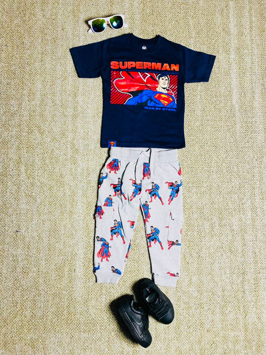 Set 2 piezas pijama superman camisa negra niño