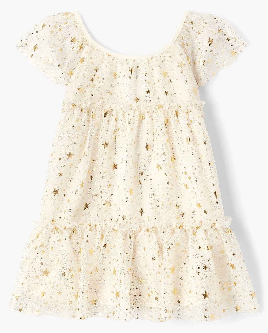 Vestido blanco estrellas doradas bebé niña childrens place