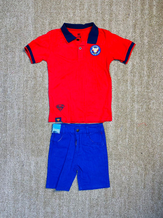 Set 2 piezas camisa roja short azul superman Niño