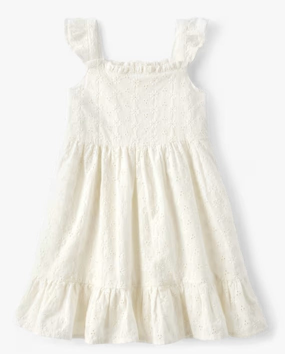 Vestido blanco Gymboree blonda revuelos niña