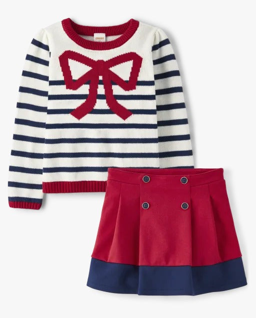 Set falda camisa rayas rojo azul blanco niña Gymboree