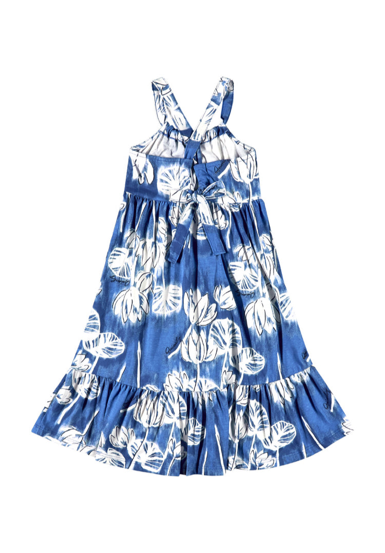 Vestido azul flores quimbykids niña 34157