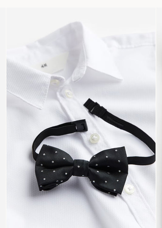 Camisa blanca formal con corbatin niño H&M