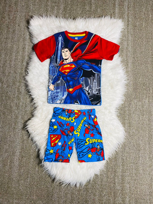 Set 2 piezas pijama short superman niño