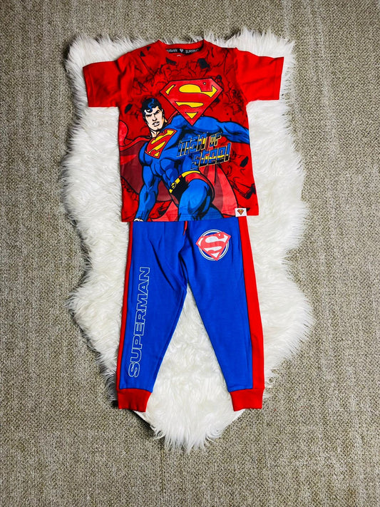 Set 2 piezas pijama superman camisa roja niño