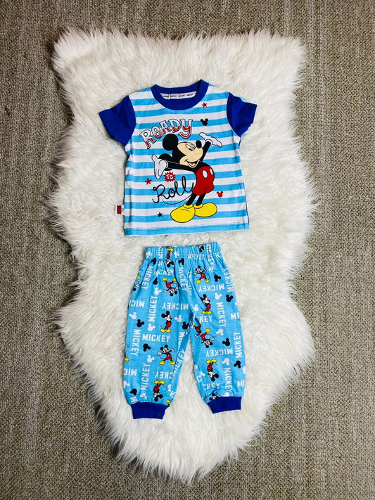 Set 2 piezas pijama Mickey azul celeste niño