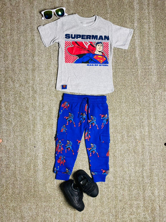 Set 2 piezas pijama superman camisa gris niño