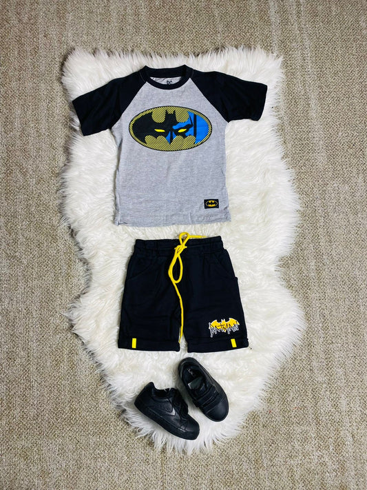 Set 2 piezas short camisa gris batman niño