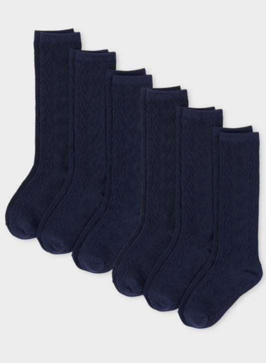 Set 6 pares calcetines azul corazones altos Childrens place niña