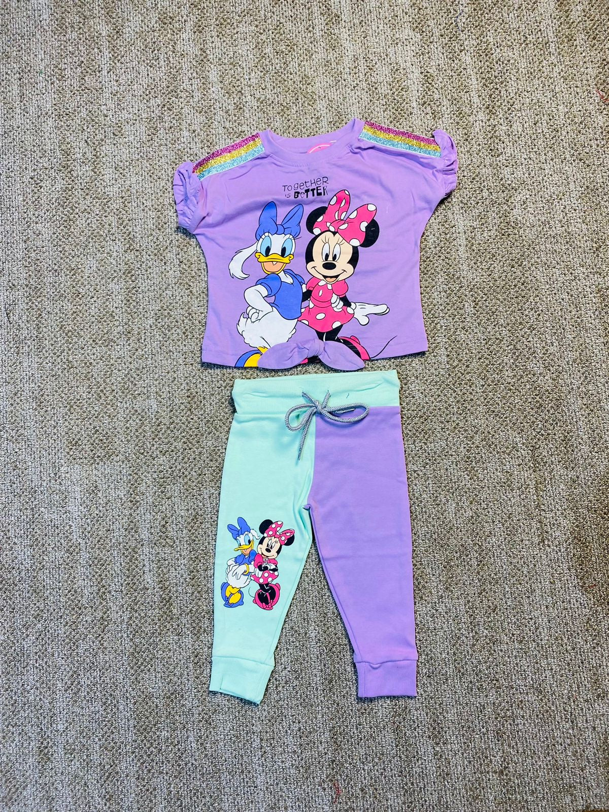 Conjunto Set 2 piezas morado verde bebé niña Minnie Disney