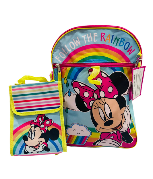 Mochila Minnie arcoíris con lonchera