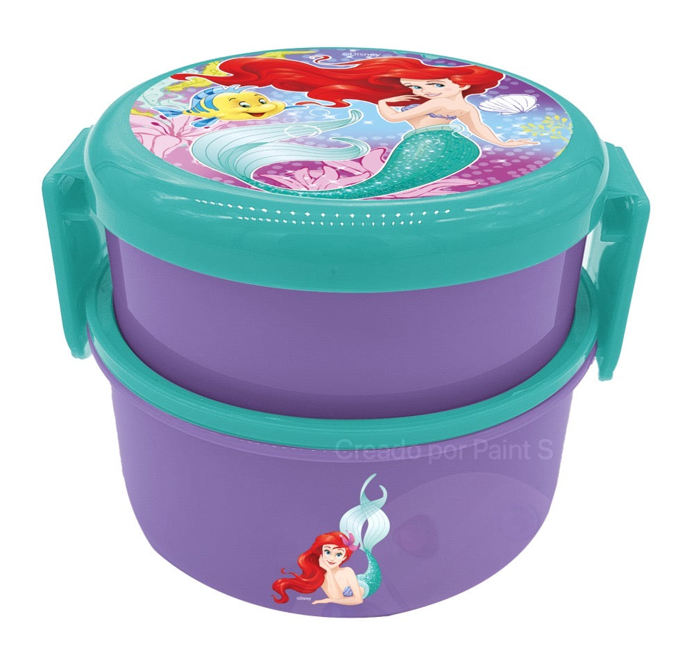 Contenedor para comida o Sándwichera con cubierto Disney sirena