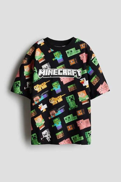 Camisa negra Minecraft h&m niño