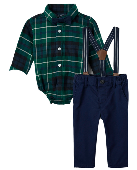 Set 4 piezas bebe niño childrens place camisa verde 3035316