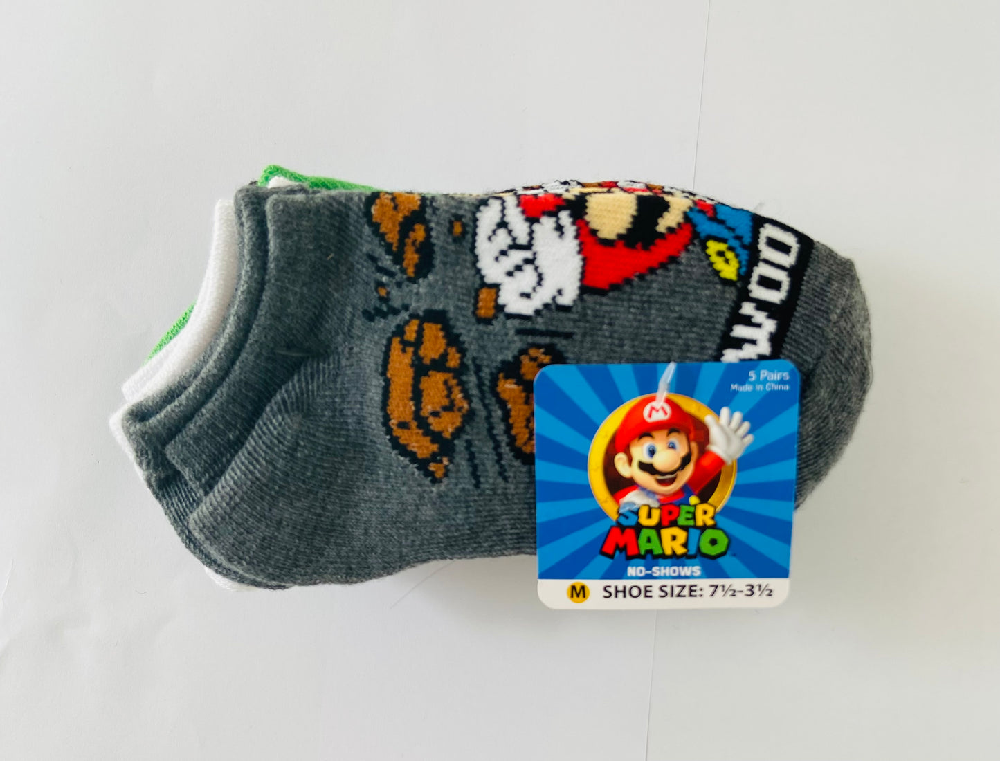 Set 5 Pares Calcetines Mario Bross niño no shows