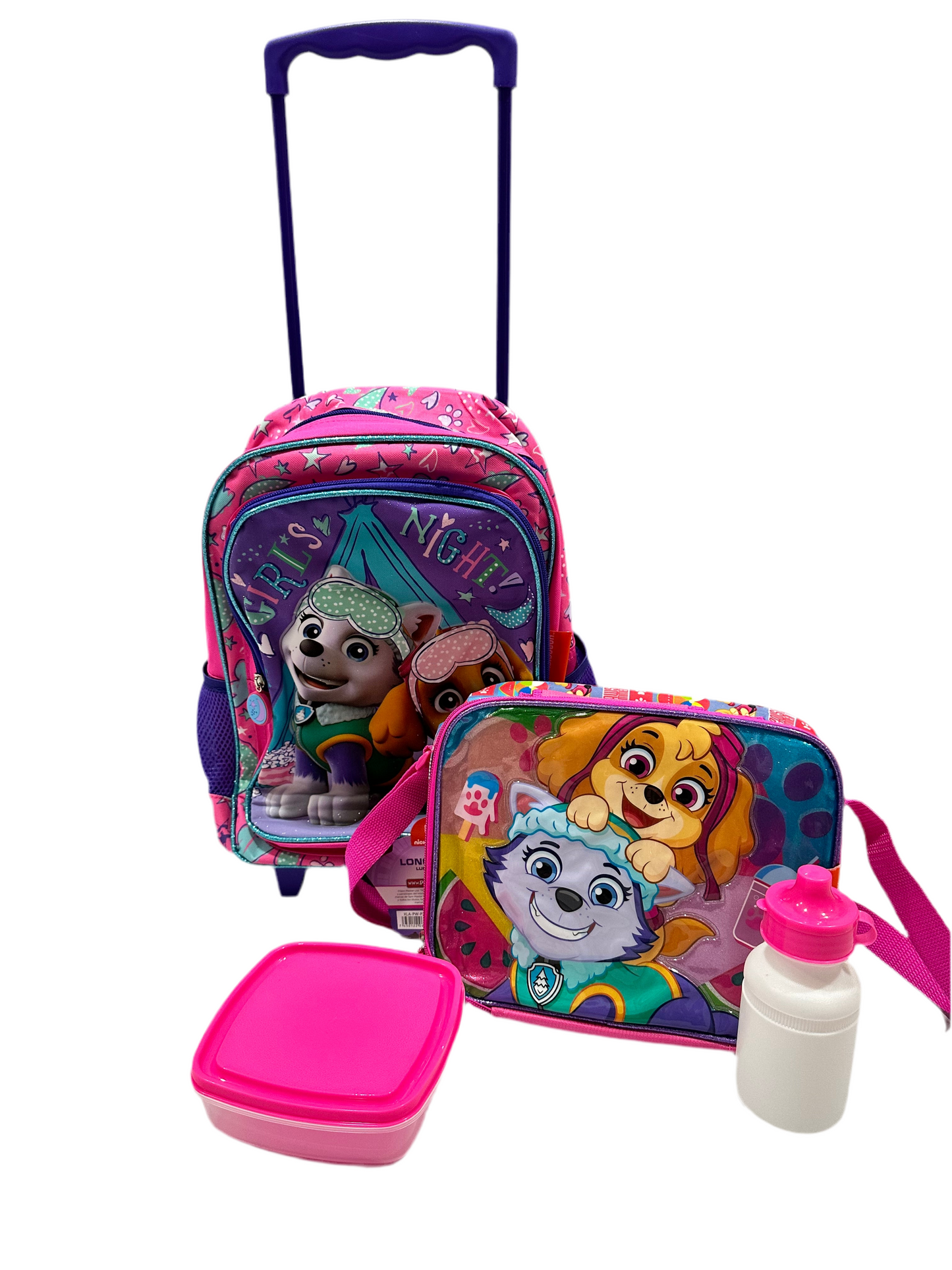 Mochila con ruedas y Lonchera Sky Paw patrol con termo y pana