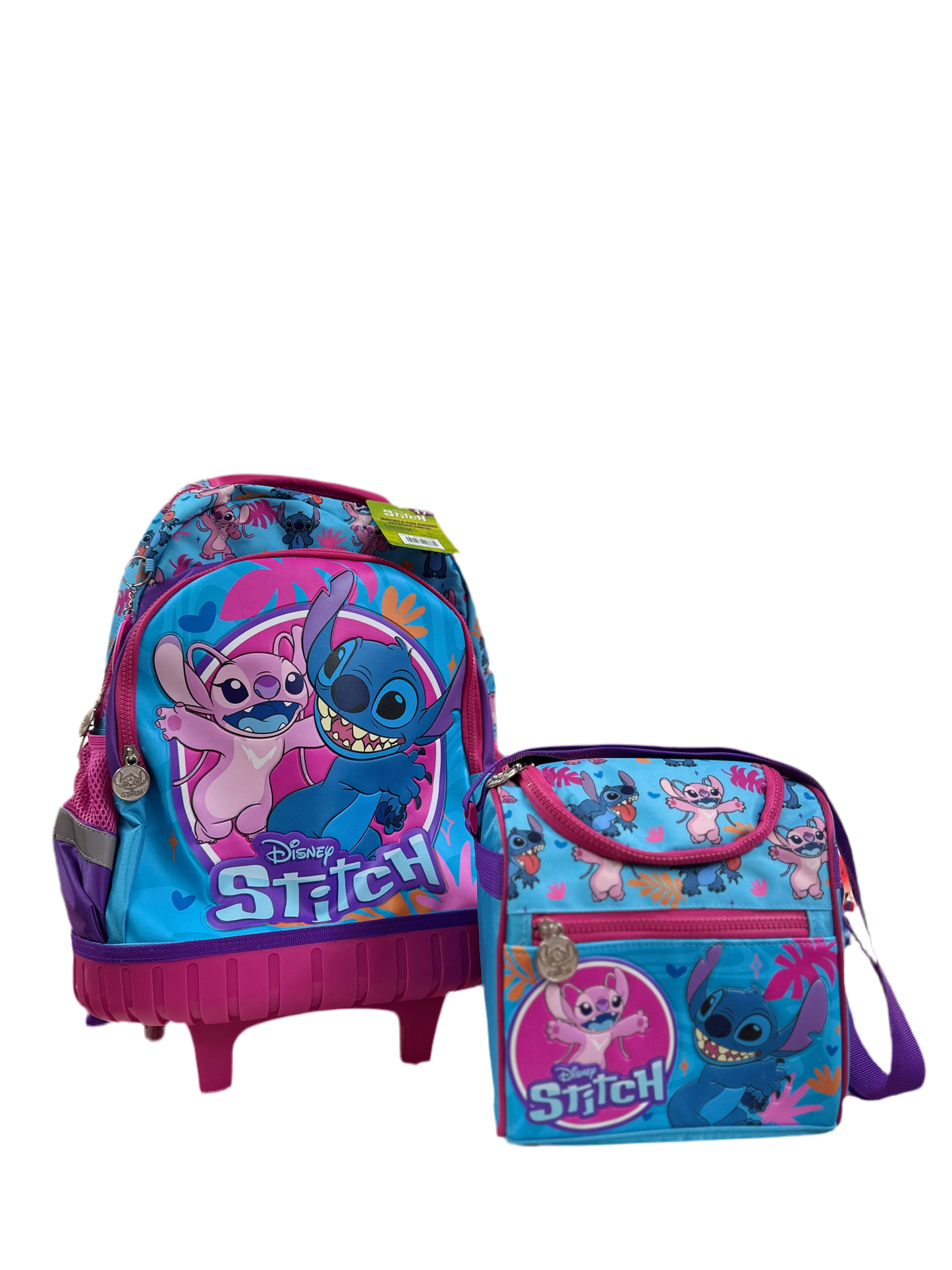 Mochila Stitch ruedas  17” pulgadas y Lonchera