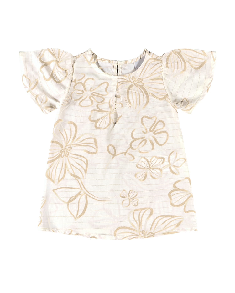 Vestido blanco flores beige quimbybaby bebe niña 34147