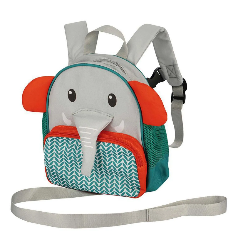 Mochila con Arnes elefante verde gris Cutebabies