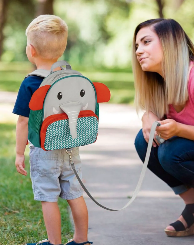 Mochila con Arnes elefante verde gris Cutebabies