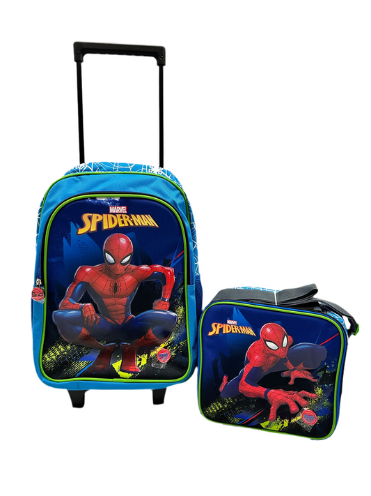 Mochila con ruedas y Lonchera spiderman niño