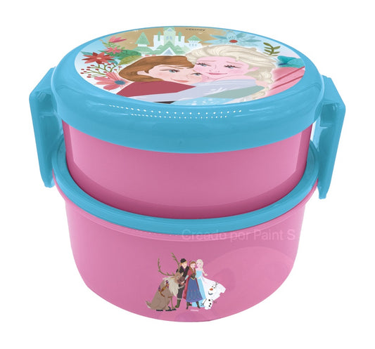 Contenedor para comida o Sándwichera con cubierto Disney frozen rosada niña