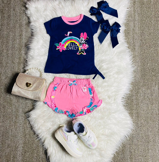 Set 2 piezas camisa azul bebe niña minnie disney