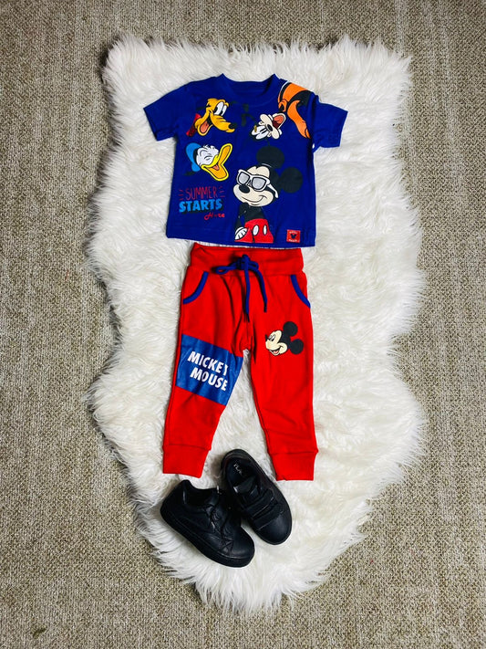 Set 2 piezas pijama Mickey camisa azul niño