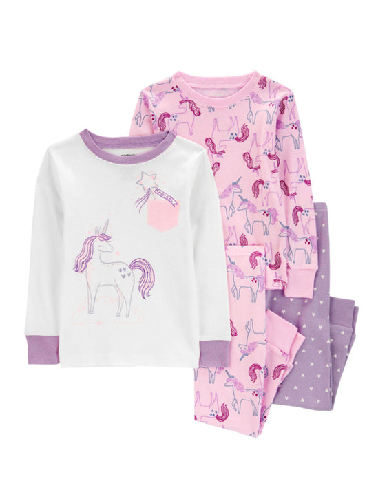 Set 4 piezas pijama cárters niña unicornio