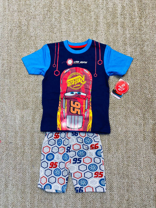 Set 2 piezas cars short  camisa azul niño