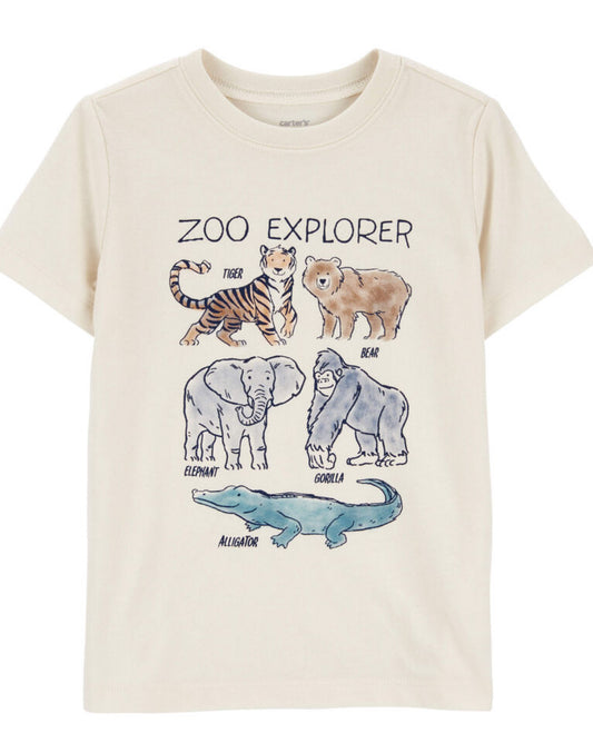 Camisa blanca carters niño animales zoo