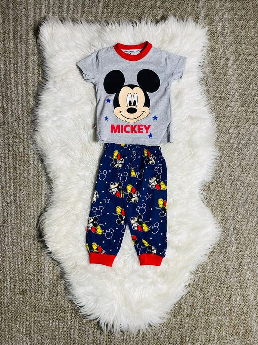 Set 2 piezas pijama Mickey camisa gris niño