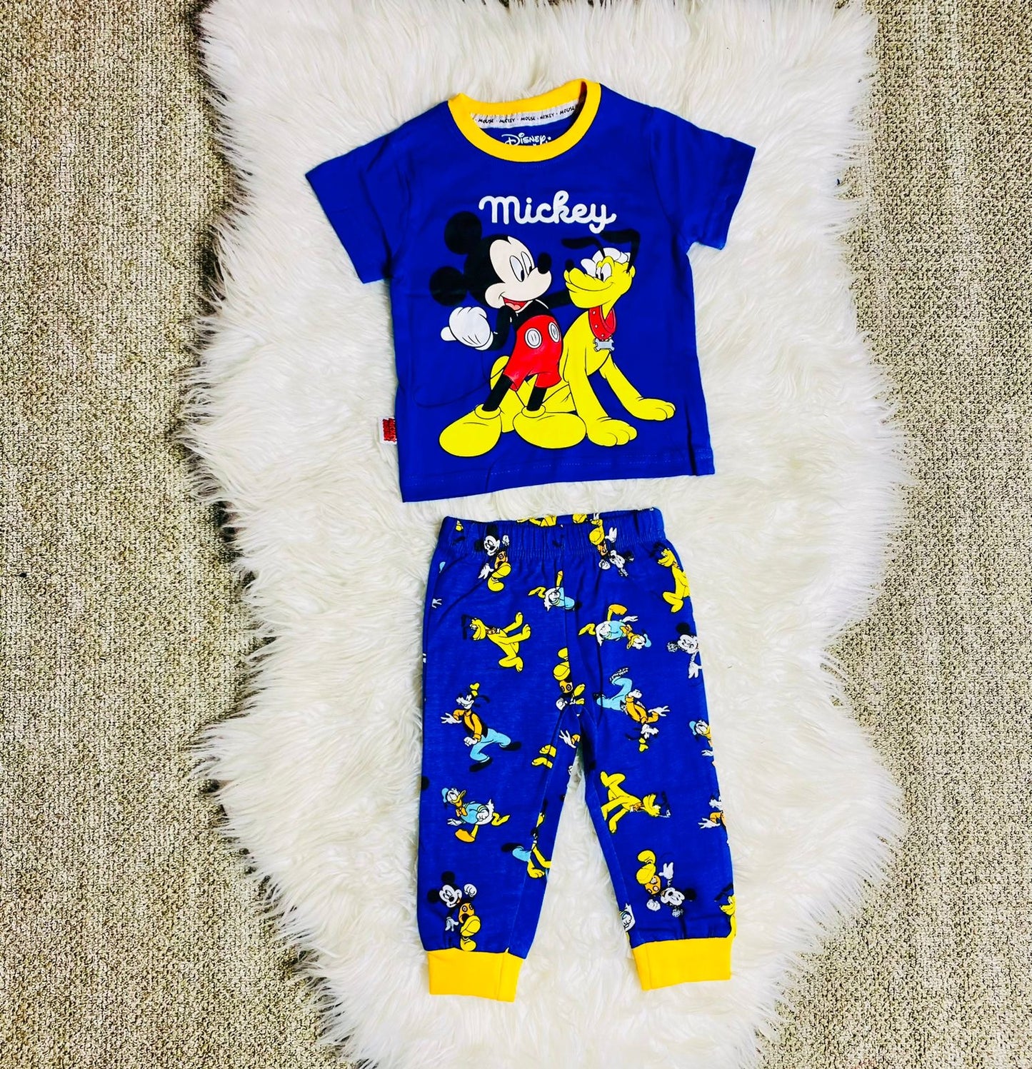 Set 2 piezas pijama Mickey camisa azul niño