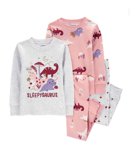 Set 4 piezas pijama cárters niña dinosaurios