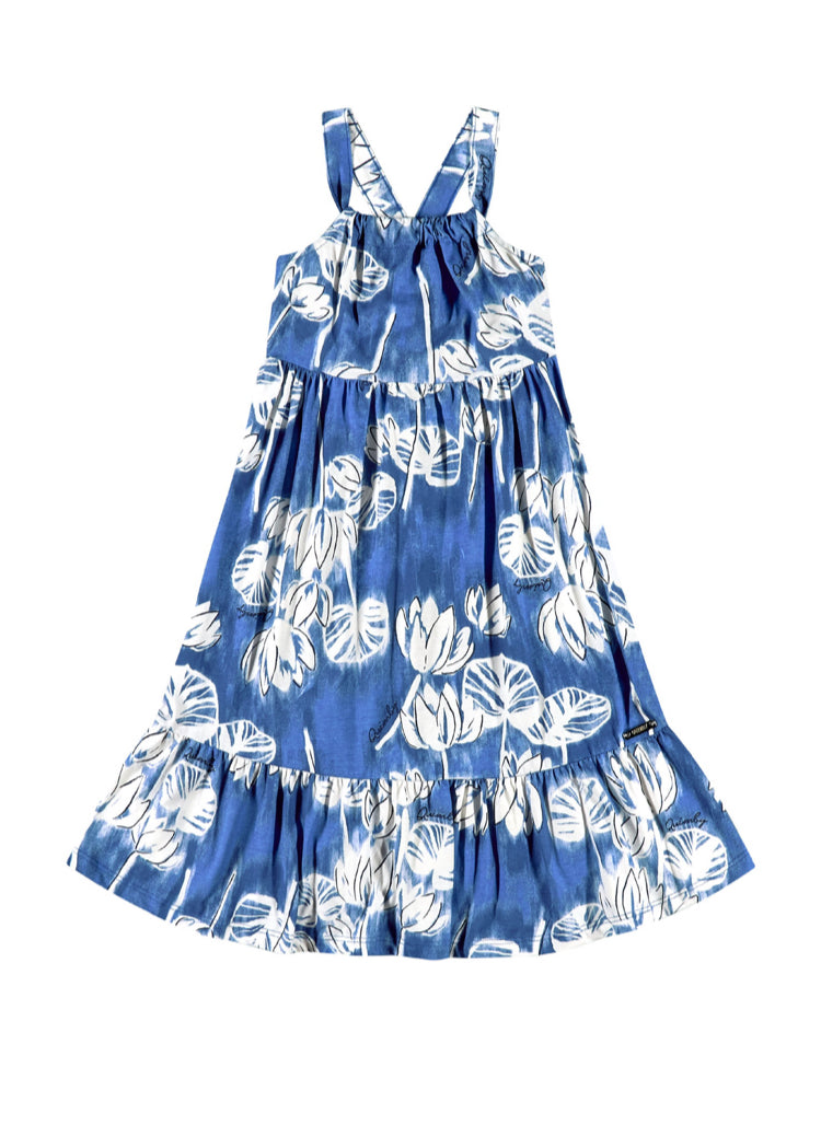 Vestido azul flores quimbykids niña 34157