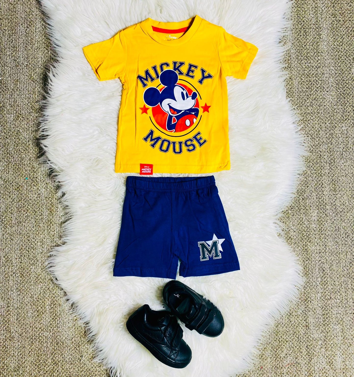 Set conjunto 2 piezas Mickey camisa amarilla bebe niño