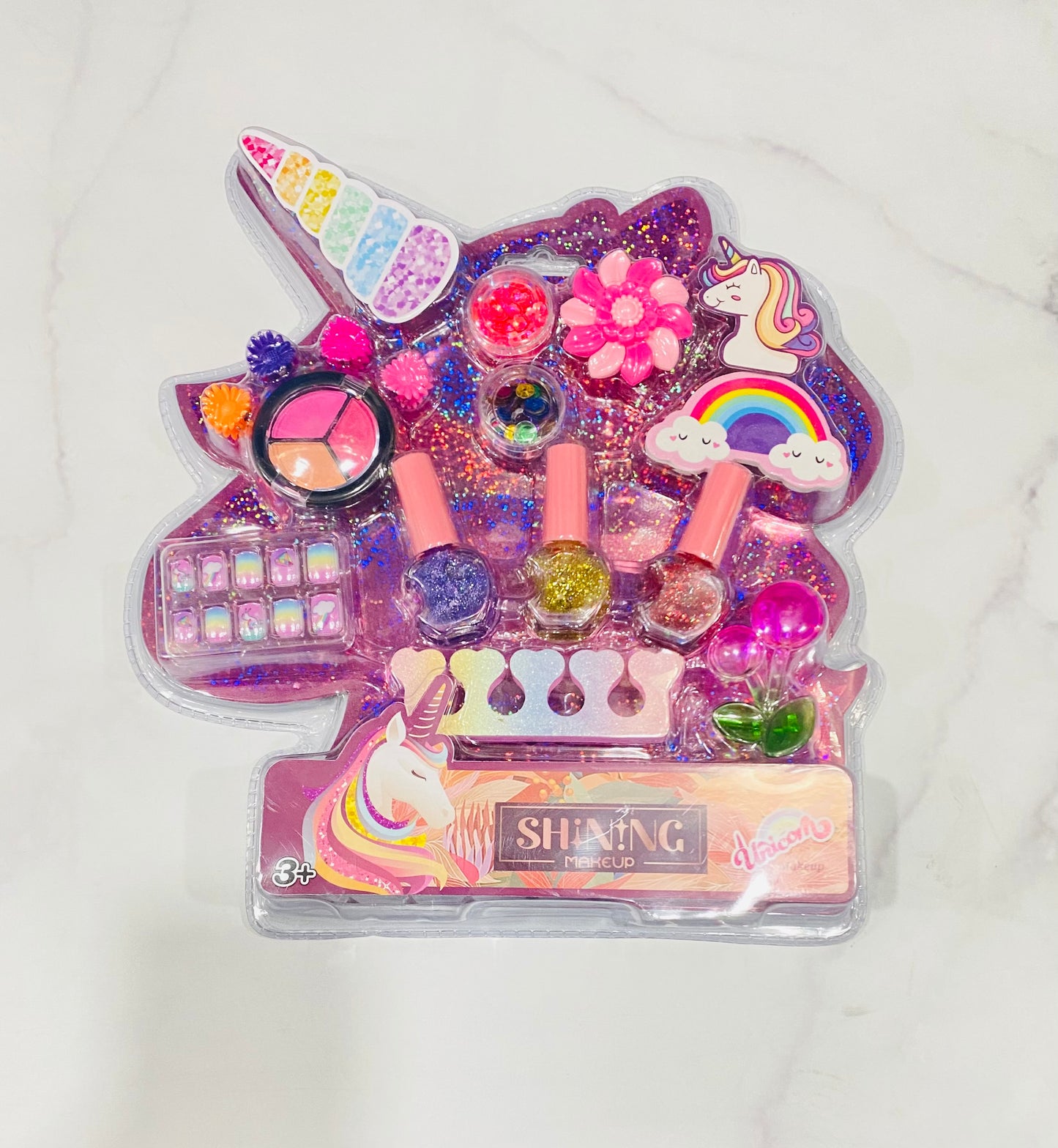 kit maquillaje unicornio y uñas