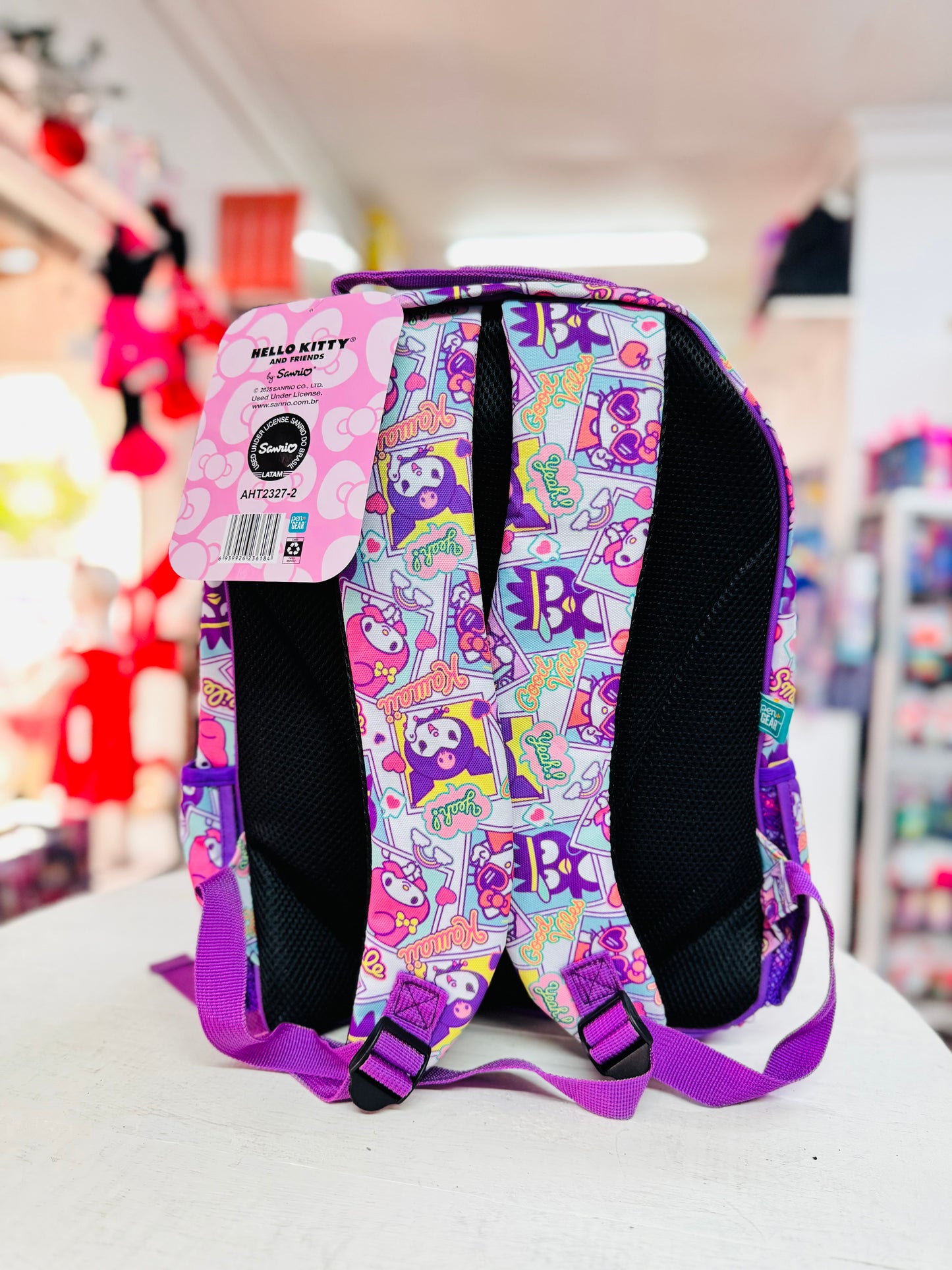 Mochila Hello Kitty Kuromi  morada mediana niña 17 pulgadas