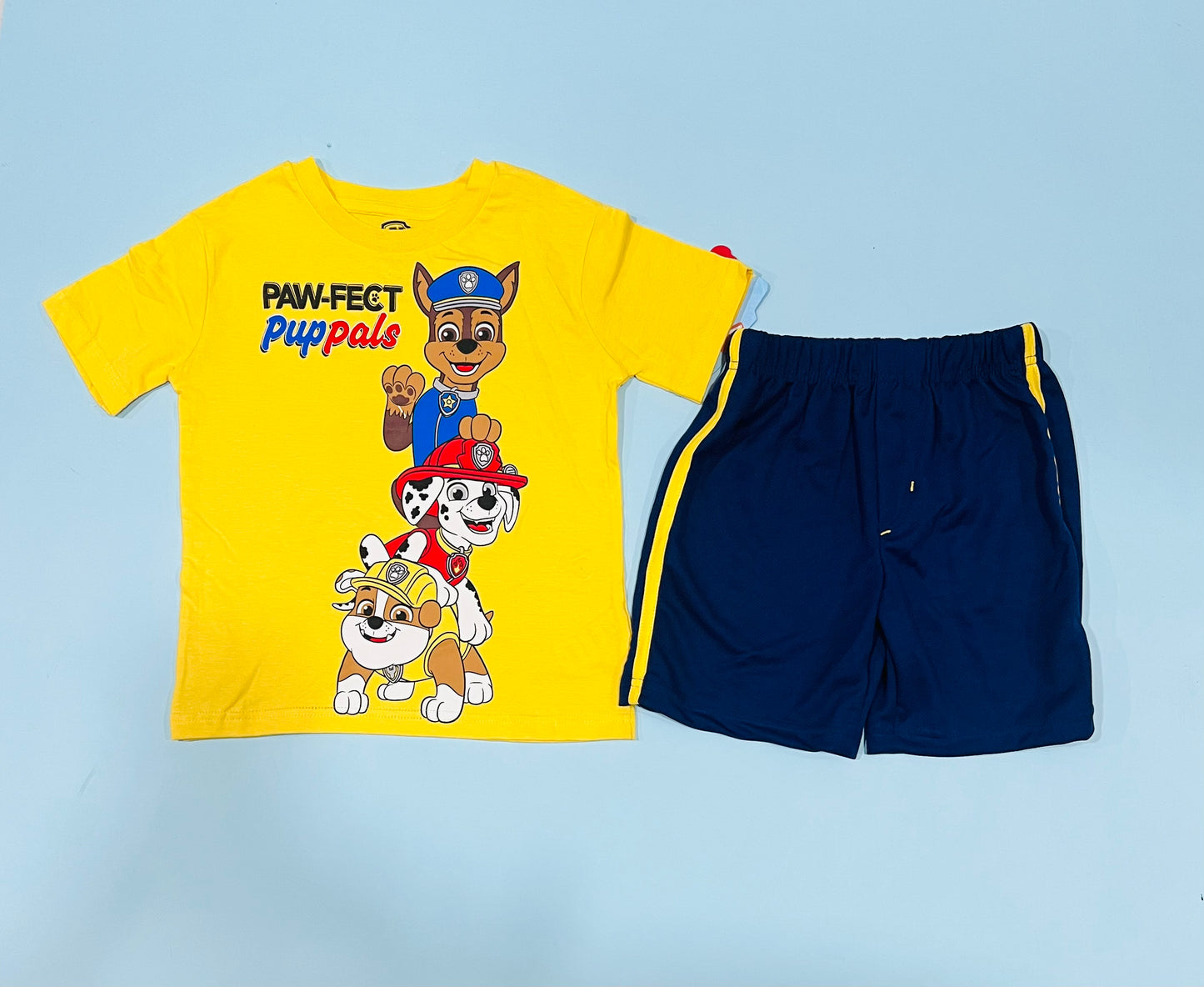 Set 2 piezas paw patrol nino camisa amarilla short