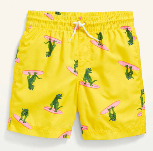 Calzoneta Short traje de baño amarillo dinosaurio nino