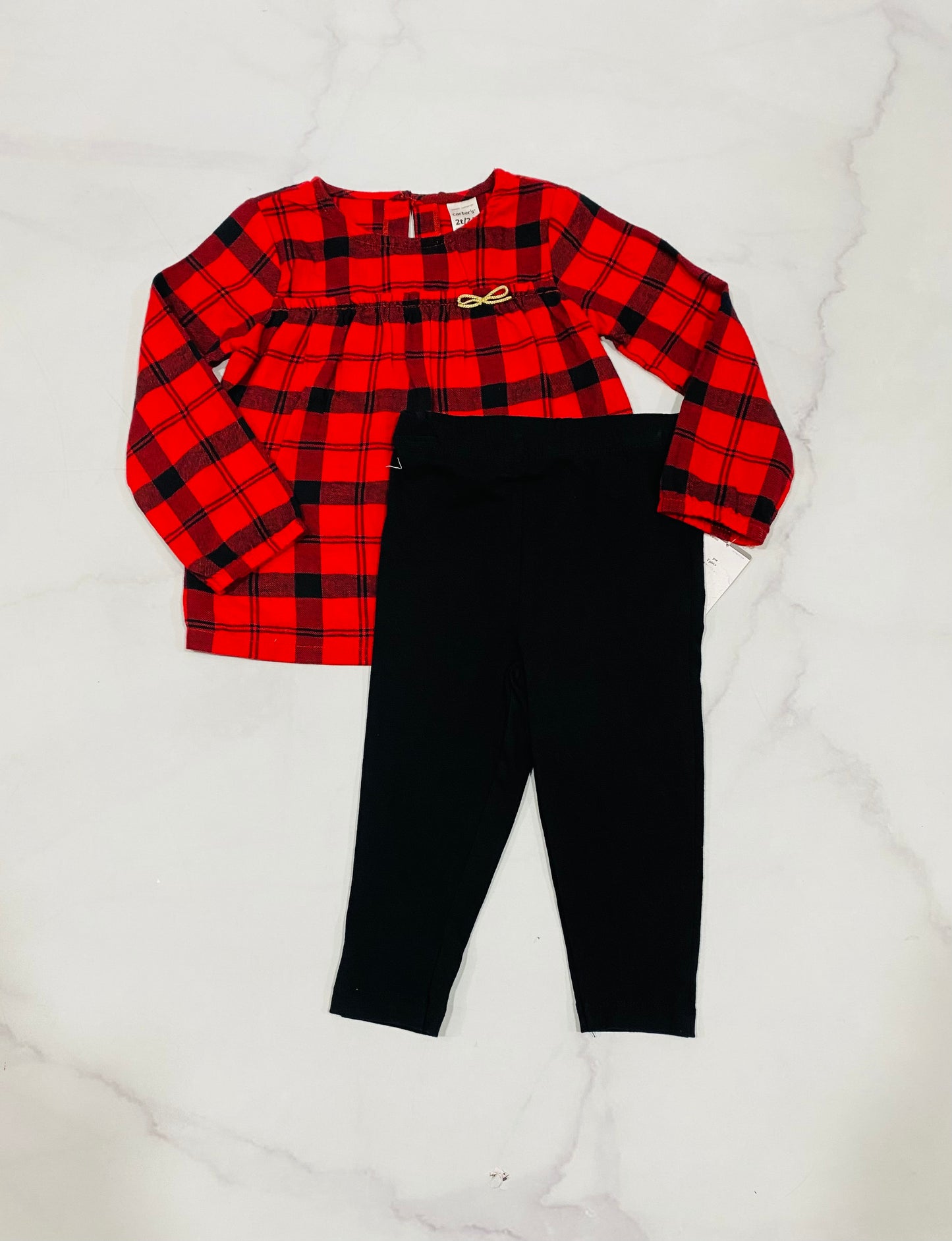 Set 2 Piezas niña carters cuadros rojos camisa roja leggins