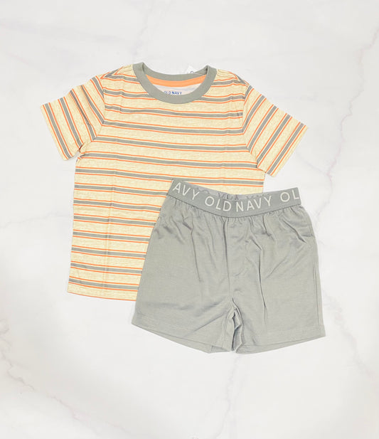 Set 2 piezas pijama rayas gris old navy niño