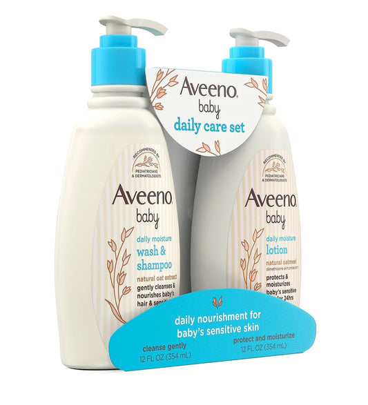 Set Cuidado Diario Aveeno baby shampoo loción