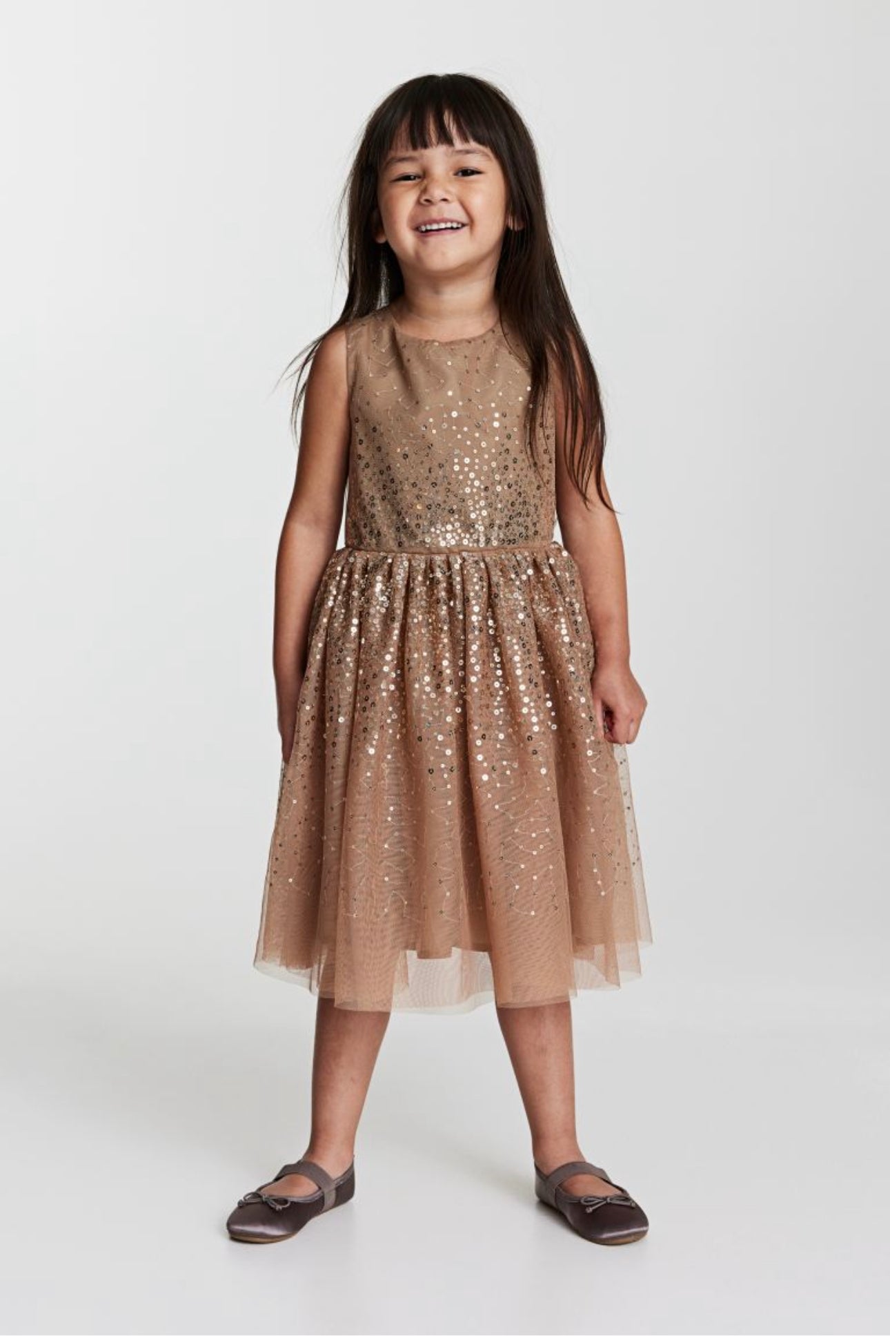 Vestido dorado niña H&M lentejuelas tulle glitter