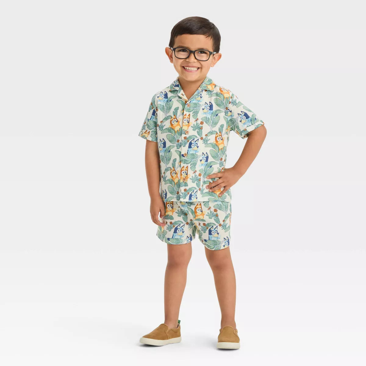 Set 2 piezas short camisa formal Bluey niño