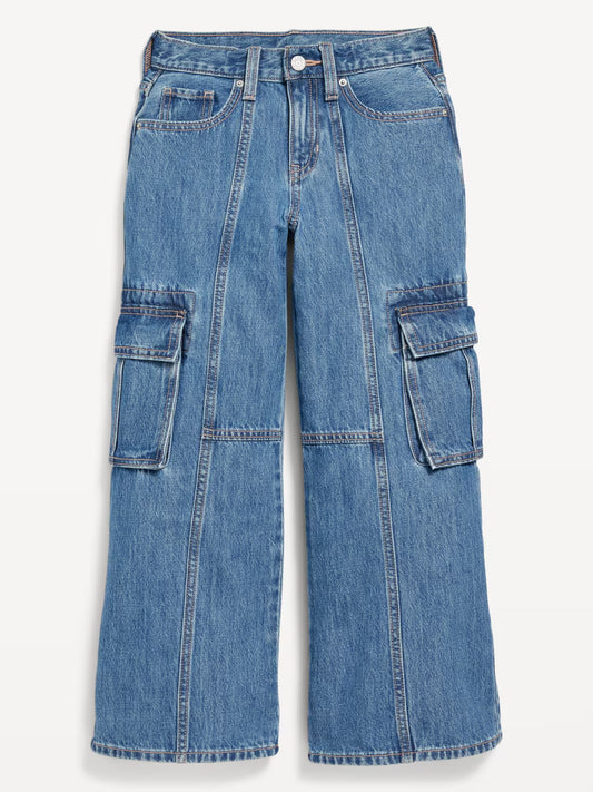 Pantalón cargo Jeans azul  Niña Old Navy